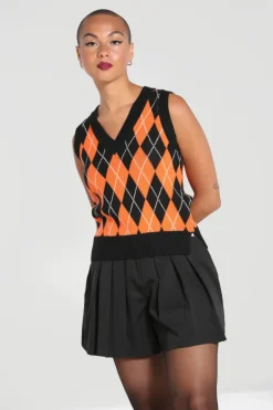 Rhombus Vest Black-Orange