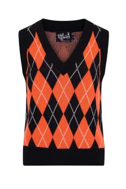 Rhombus Vest Black-Orange