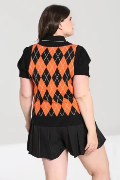 Rhombus Vest Black-Orange