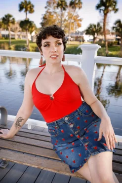 Strawberry Denim Mini Skirt