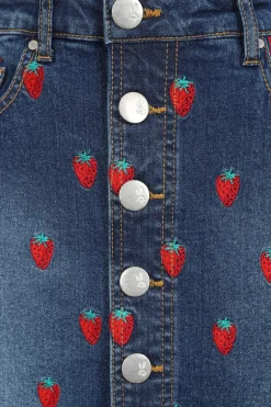 Strawberry Denim Mini Skirt