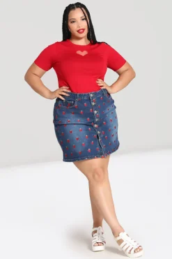 Strawberry Denim Mini Skirt
