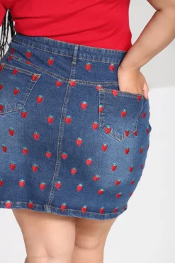 Strawberry Denim Mini Skirt
