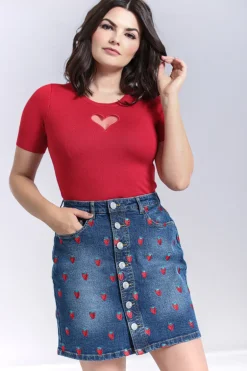 Strawberry Denim Mini Skirt