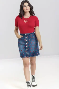 Strawberry Denim Mini Skirt