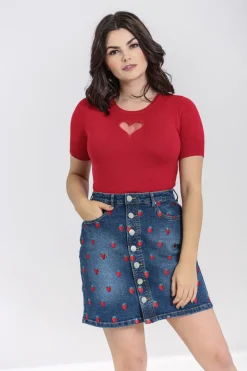 Strawberry Denim Mini Skirt