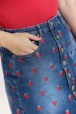 Strawberry Denim Mini Skirt