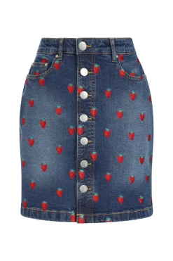 Strawberry Denim Mini Skirt