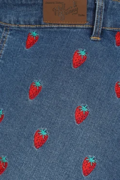 Strawberry Denim Pinafore Dress